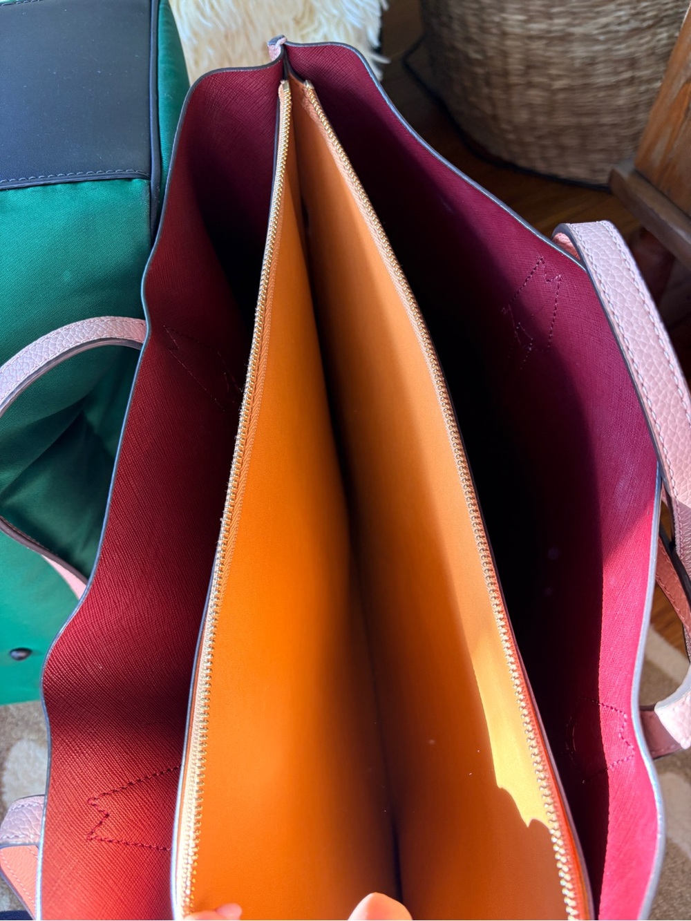 Tory Burch Perry Triple-Compartment Tote Bag in Soft Pink - Pebbled Leather - Picture 5 of 6